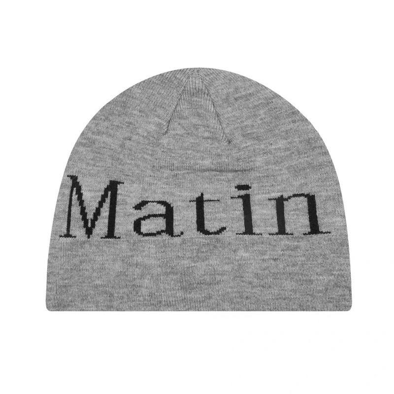 Matin Kim Letter Knit Beanie Hat Unisex Streetwear Winter Cap Men Women Trendy Korean Fashion Cold Weather Accessory
