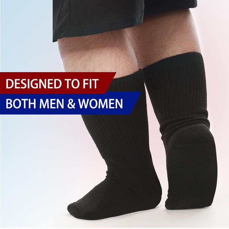 Plus Size Non-Slip Antibacterial Socks for Men and Women - Sweat-Absorbing, Loose Cuff, Sugar Foot Design