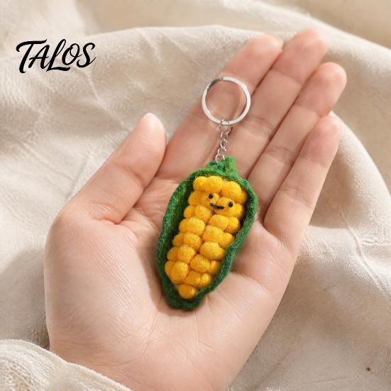 Pepper Keyring Pendant Felt Cartoon Vegetable Fruit Keychain, Garlic Pearl Mangosteen Corn Eggplant Bag Accessory Pendant, Handmade Keychain Backpack