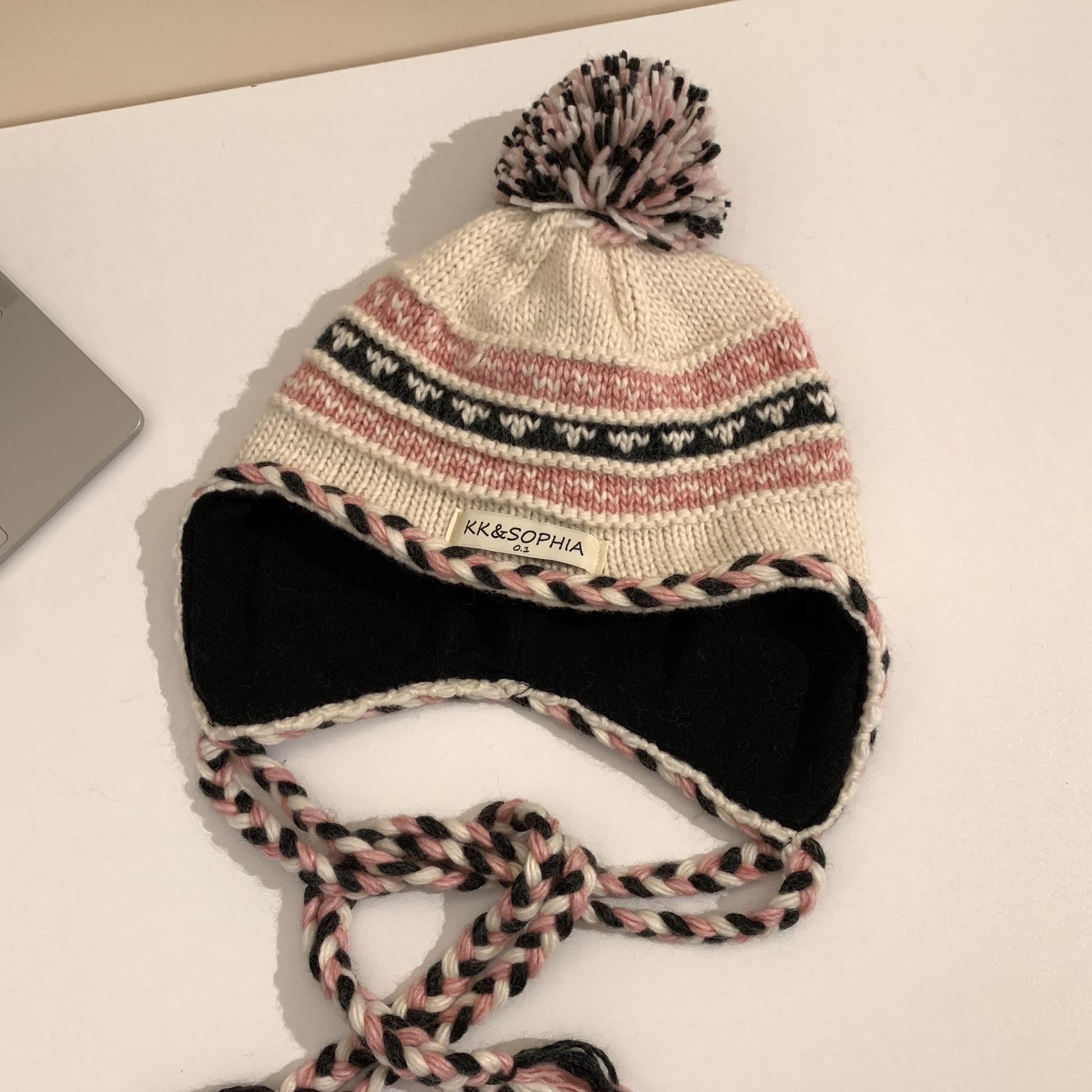 

Cozy Chic Knitted Winter Hat For Women Featuring Colorful Pom Poms And Warmth OffWhite