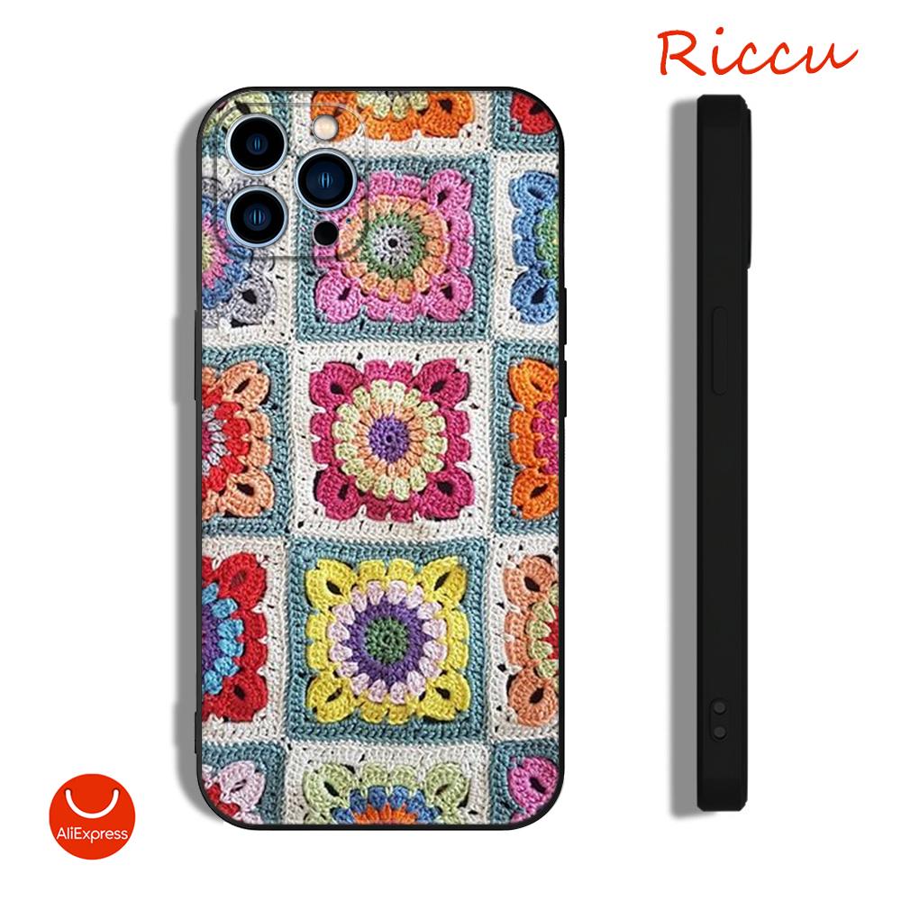 PARA IPhone 14 Estuche Blando de Crochet de Cuadritos de la Abuela para Iphone 15 14 11 12 Pro 8 7 14 15 Plus X 13 14 Pro MAX SE2020 XR XS Fundas