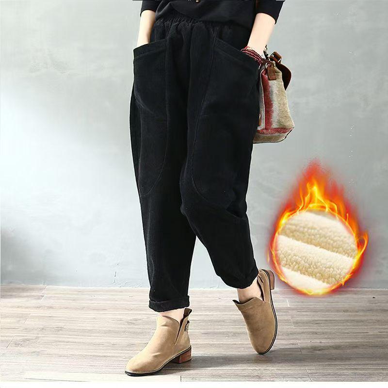 

Новые вельветовые шаровары из овчины — осень/зима, утолщенные и универсальные для женщин 4XL