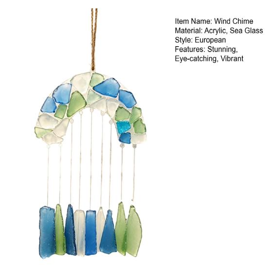 Handcrafted Sea Glass Wind Beach Coastal Style Chime for Outside Arch Shaped Hanging