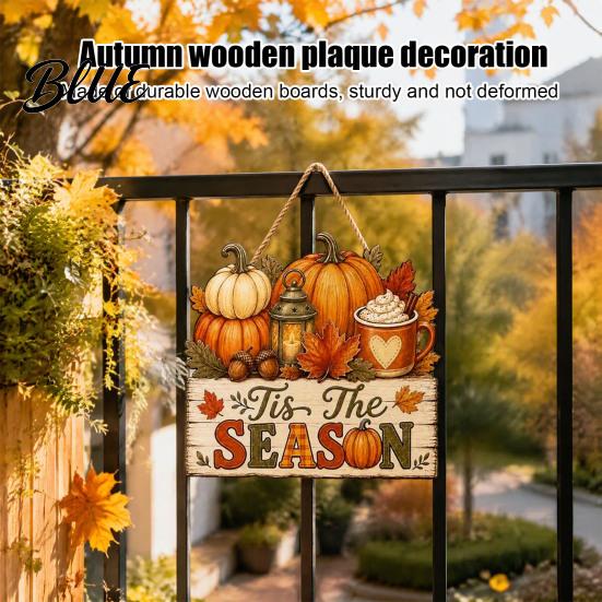 Front Door Welcome Sign Fall Wooden Hanging Sign Autumn Scarecrow & Pumpkin Maple Leaf Decor Hanger Harvest Thanksgiving Decor Farmhouse