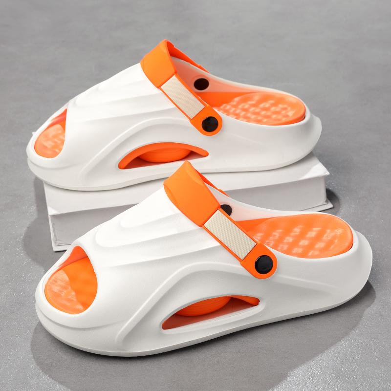 Fashion Fashion Summer Slippers Men Shock-absorbing Thick Bottom Slippers Platform Bathroom Slides Outdoor Non-Slip Casual Beach Sandals
