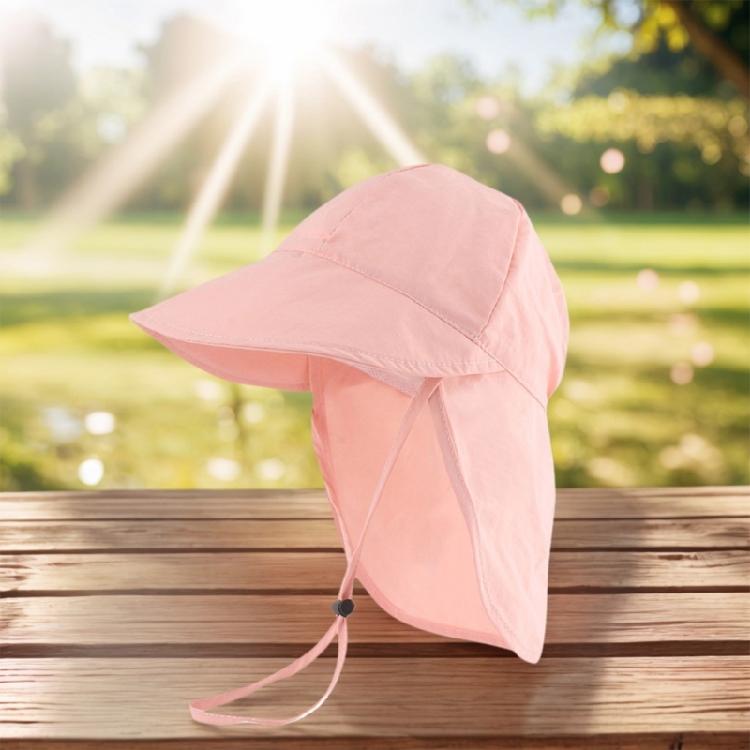 Kids Outdoor Sun Protective Fisherman Hat With Neck Flap Drawstring Breathable Bucket Hat For Hiking and Camping