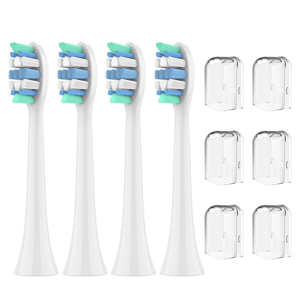4 pk Replacement Brush Heads and 6 pk Toothbrush Head Protective Covers, Compatible with Philips Sonicare Electric Toothbrushes
