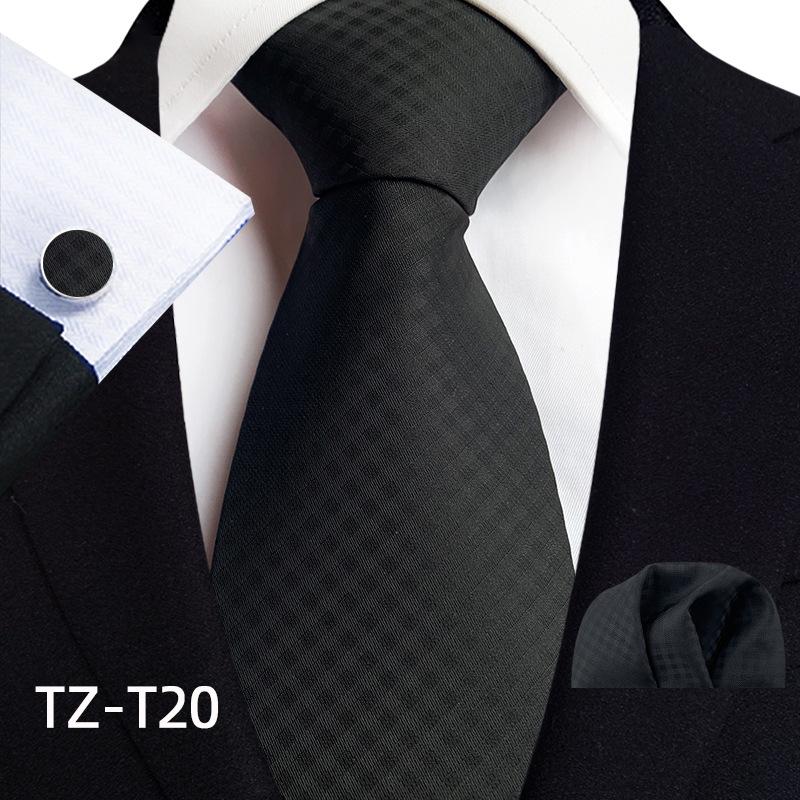 2025 Men's Retro Stripe Solid Tie, Pocket Square & Cufflinks Set