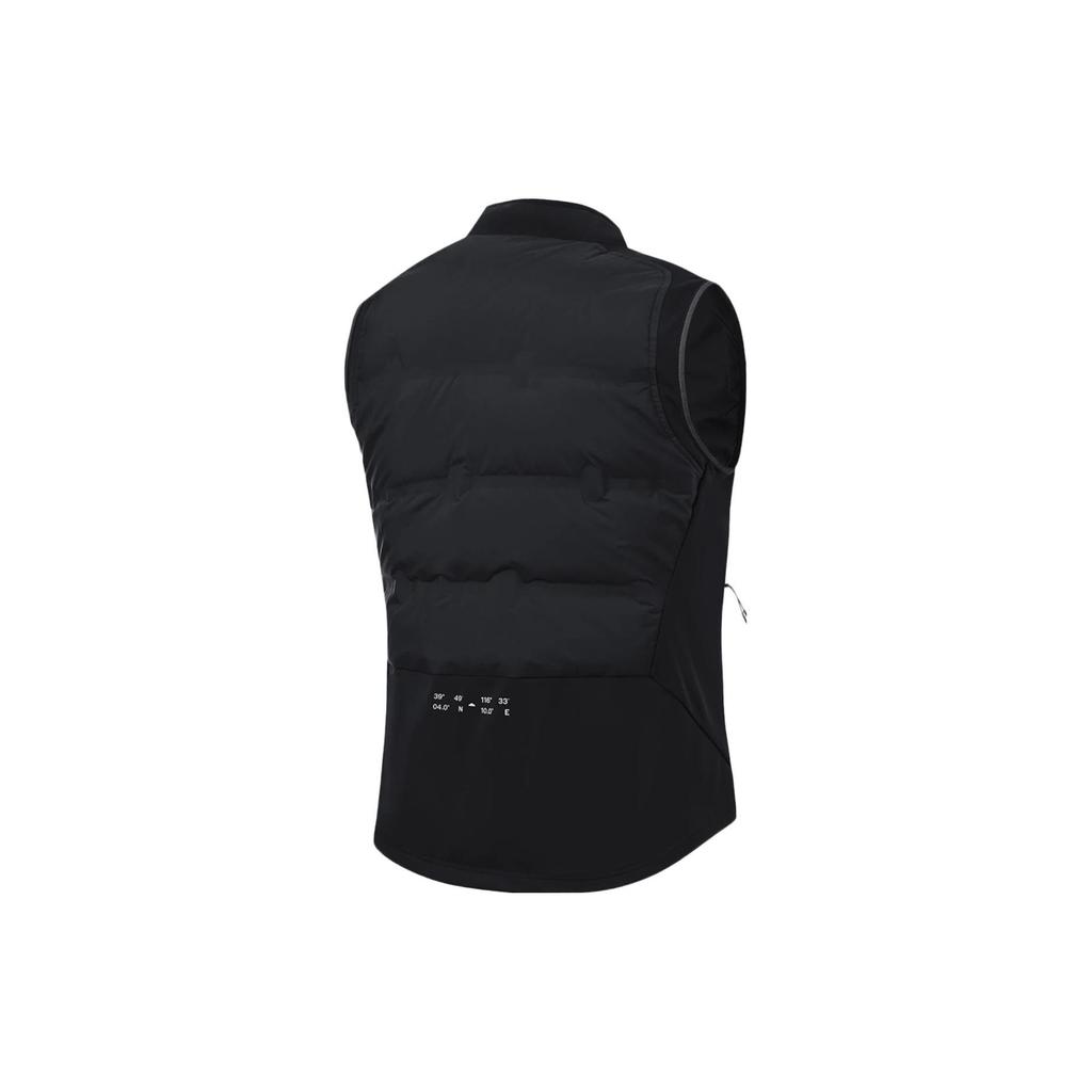 Li Ning Running Series Solid Color Stand Collar Reflective Down Vest Men Vests Black AYMT051-1