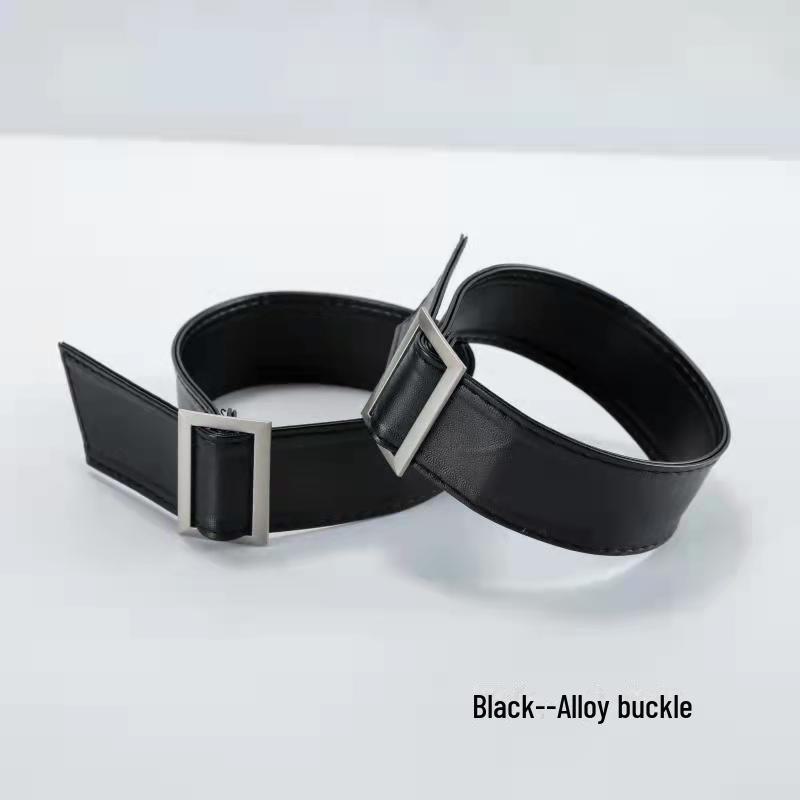 Women's Soft Leather Windbreaker Cuffs with Straps - Lace-Up, Decorative Cloth Accessory