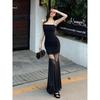 Sexy Pure Desire Mesh Patchwork Spaghetti Strap Dress for Women, 2026 Summer New Waist-cinching Slimming Elegant Mermaid Long Dress