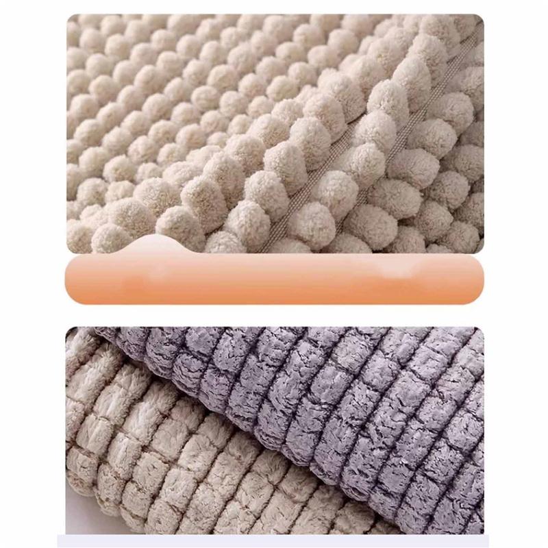 Chenille Bath Mat Super Soft Absorbent  Extra Dense Non-Slip Bathroom Rug Doormat