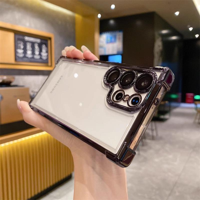 Suitable for Samsung S21 Electroplated Four corner Mobile Phone Case S24Ultra Airbag Anti Fall Gradient Flash Powder S25PLUS Hard Case