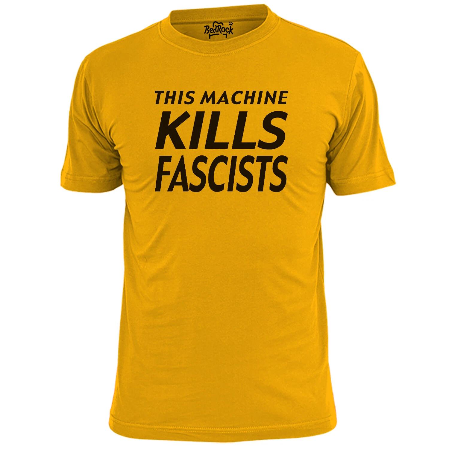 

Mens This Machine Kills Fascists T shirt Woody Guthrie Folk Music Equality Peace S