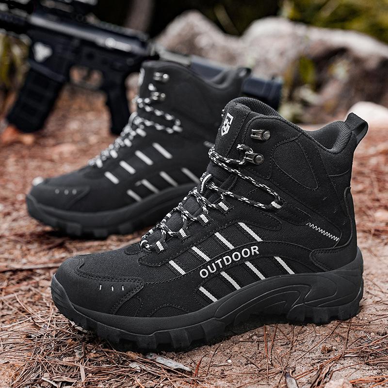 Winter Men's Casual Mountaineering Boots Outdoor Waterproof High-top Desert Boots Wear-resistant Tactical Boots Men's Large-size Military Shoes Men's