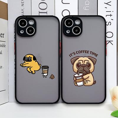 Funny Cartoon Coffee Dog Couple Phone Case for Xiaomi Redmi Note 14 Pro Plus 13 12 11 11T 10 Pro+ 9 S 8 PRO 5G Paired Hard Cover