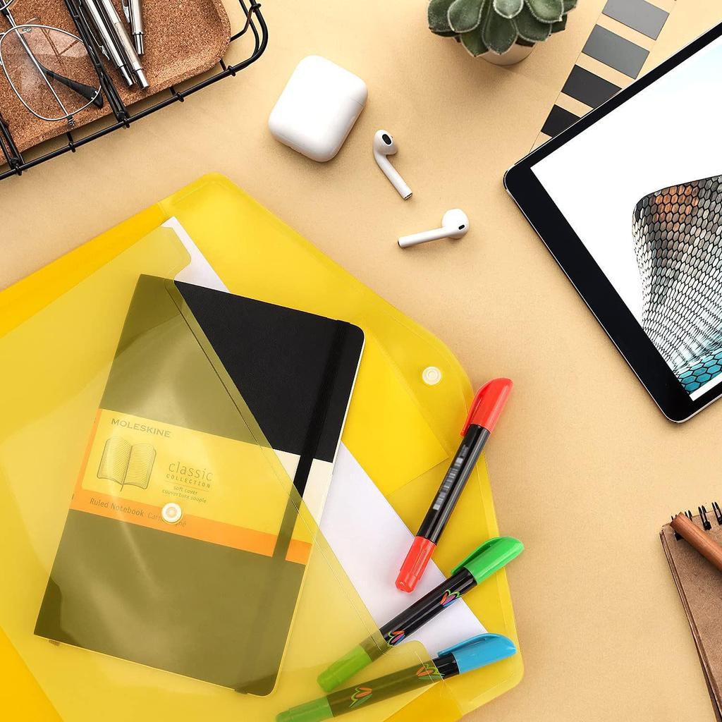 A4 Transparent Plastic Snap Button File Bag - Thickened Document & Stationery Storage Bag