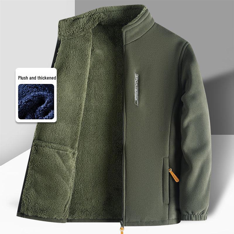 Men's Extra Thick Polar Fleece Jacket – Stand Collar Casual Winter Coat