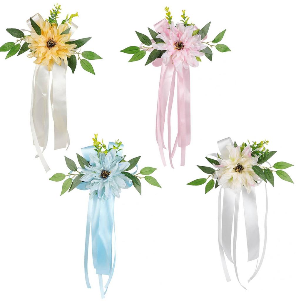 Wedding Car Flower Decoration Romantic Design Wedding Car Decoration Door Handle Flower Reusable Satin Ribbon Bows for Ceremony
