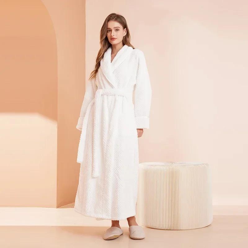 Casual Autumn and Winter New Couple Bathrobe Pajamas Trendy Men and Women Loose Thickened Long Flannel Long Pajamas