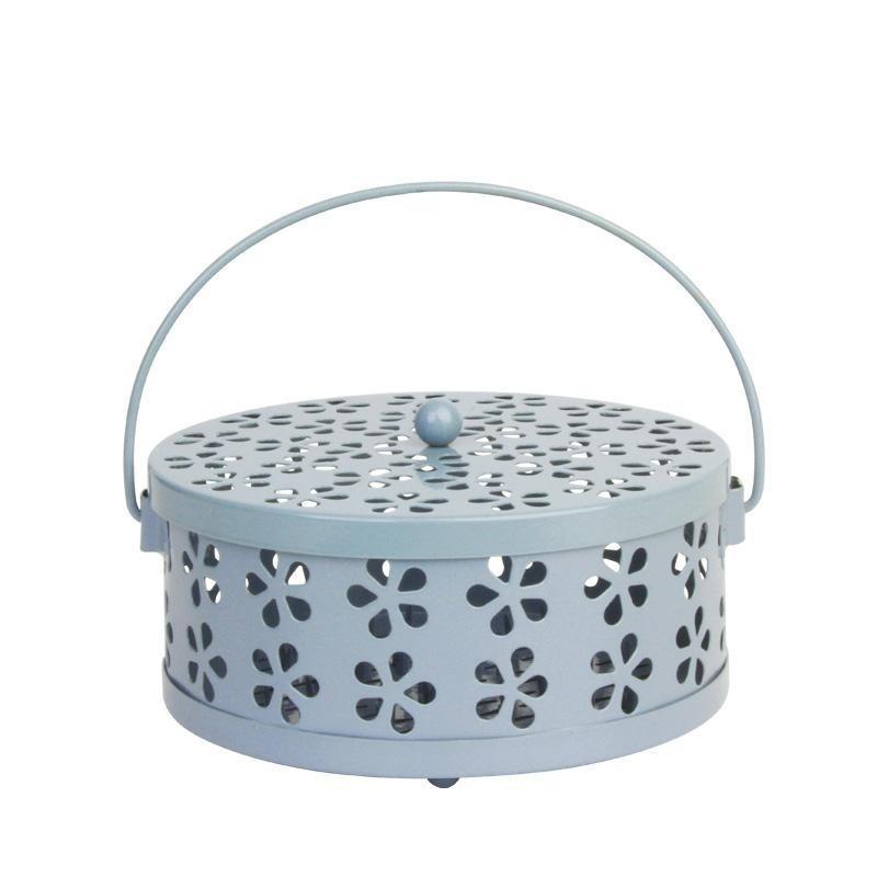 Retro style metal mosquito coil holder with handle - portable iron incense burner for home and outdoor decor insence burner