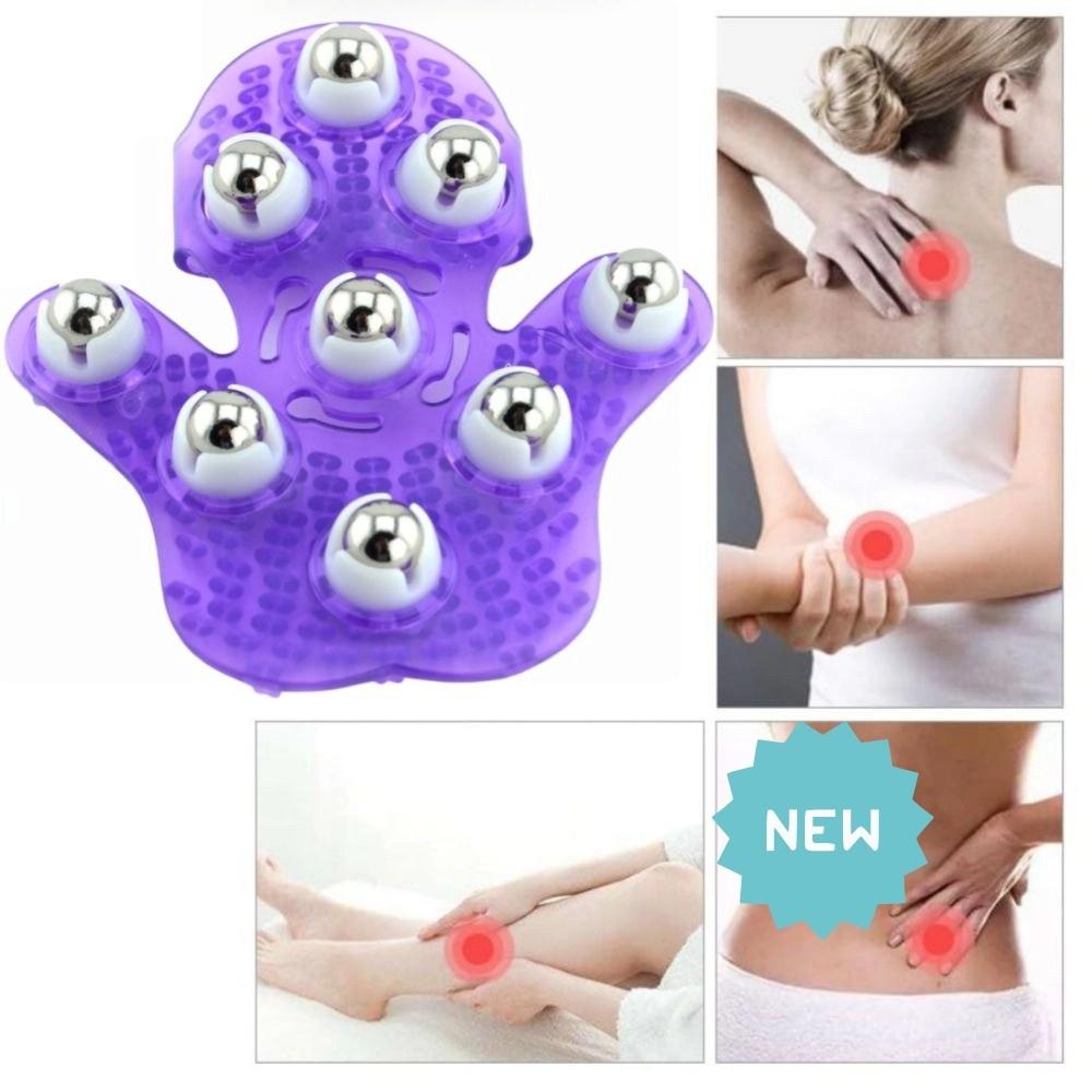 Palm Shaped Massage Glove 360-degree with 9 Metal Roller Body Massager Relieve Fatigue Acupoint Massage Massage Brush