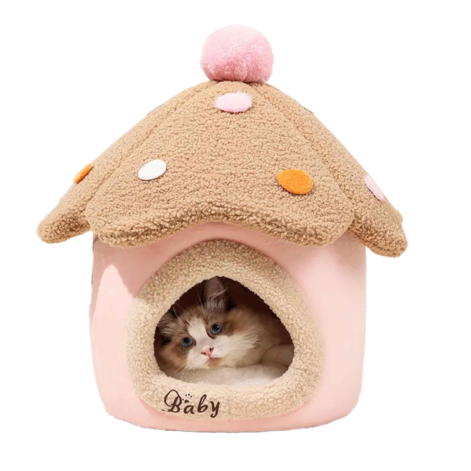 

Fluffy mushroom house that lose its shape won t (pink, L) розовый