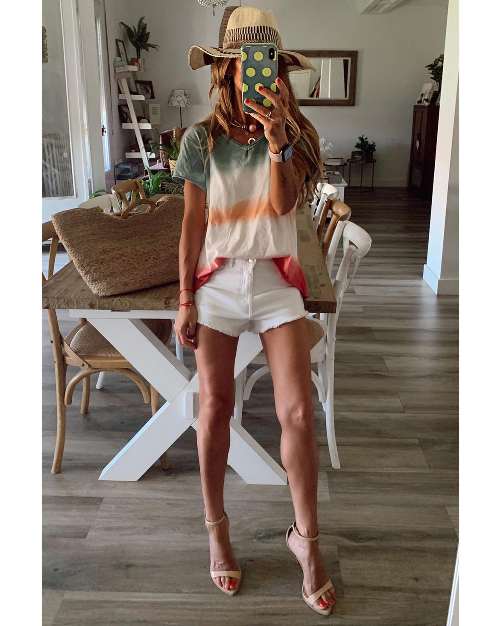

Azura Exchange Tie-dye V Neck T-shirt S різнокольоровий