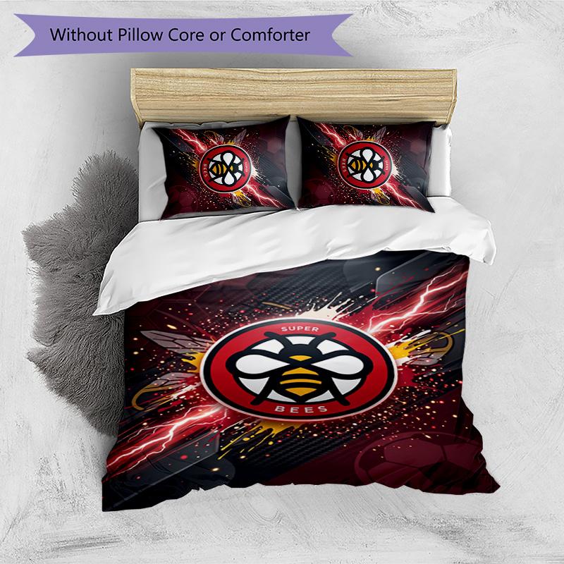 Set Lenzuola Stampato Brentford Football 3 Pezzi, Comodo Set Copripiumino per Camera da Letto Amico della Pelle