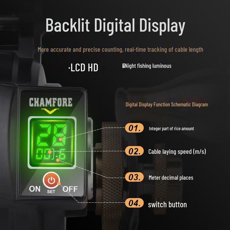 Hasda Digital Display Magnetic Damping Raft Fishing Reel All-Metal Auto-Spooling Digital Raft Reel