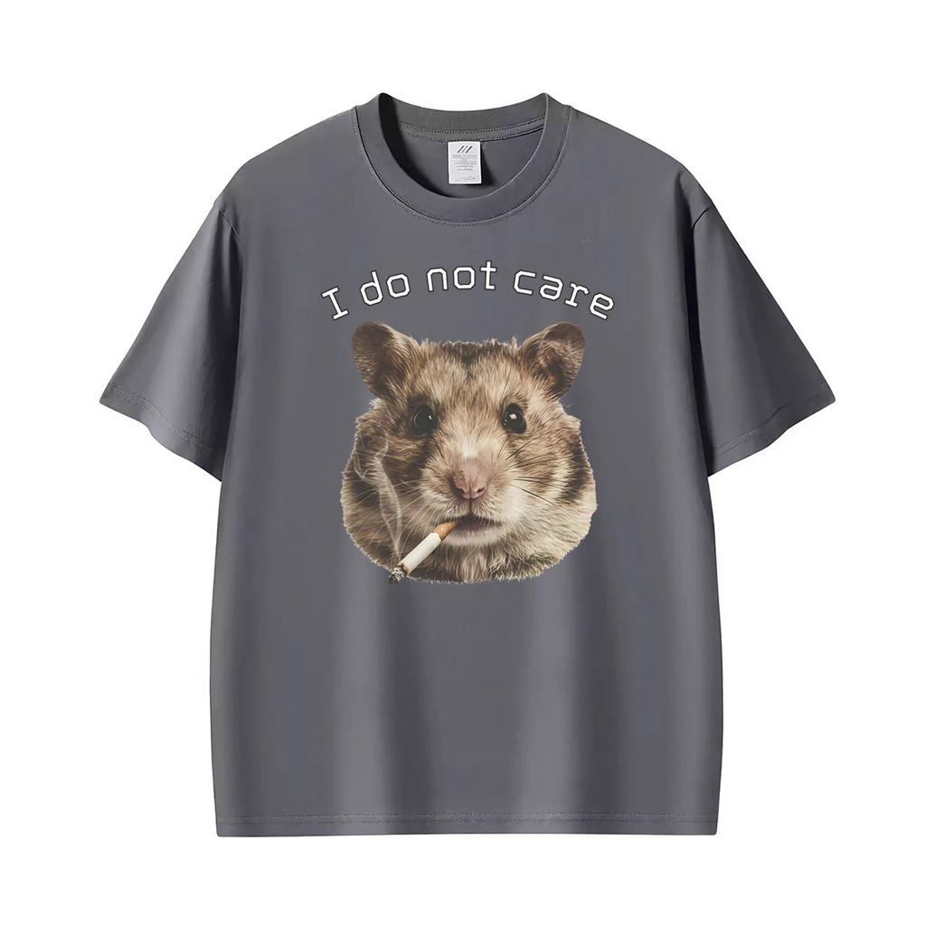 Funny Smoking Hamster Animals Absurdist Meme I Do Not Caret Shirts Unisex Unisex Summer 100 Cotton Oversized Tshirts Streetwear