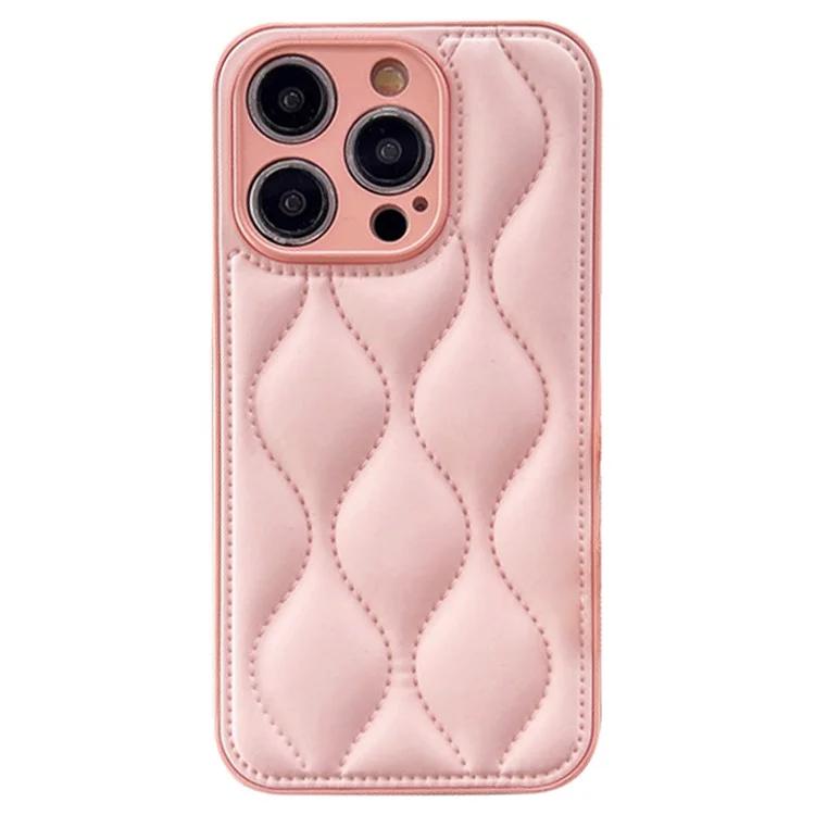 

For iPhone 14 Pro Max Case Soft Down Jacket PC+TPU+PU Leather Back Shell