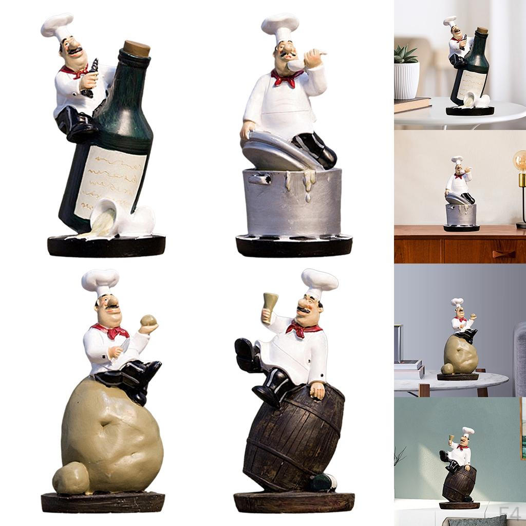 Statua in Resina di Cuoco Statuetta Modello Cuoco Ornamento Negozio Accessori per Casa Cucina