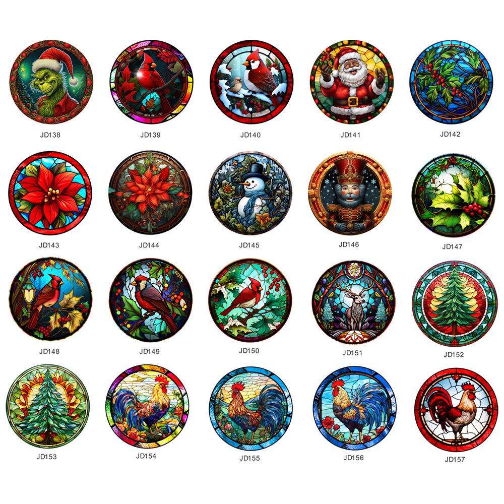 Retro Colorful Hummingbird Iris Window Glass Electrostatic Sticker Detachable Decorative Film Home Decoration