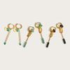 18K Gold Plated Stainless Steel Hoop Earrings for Women Vintage Green Natural Stone Charms Trendy Waterproof Jewelry