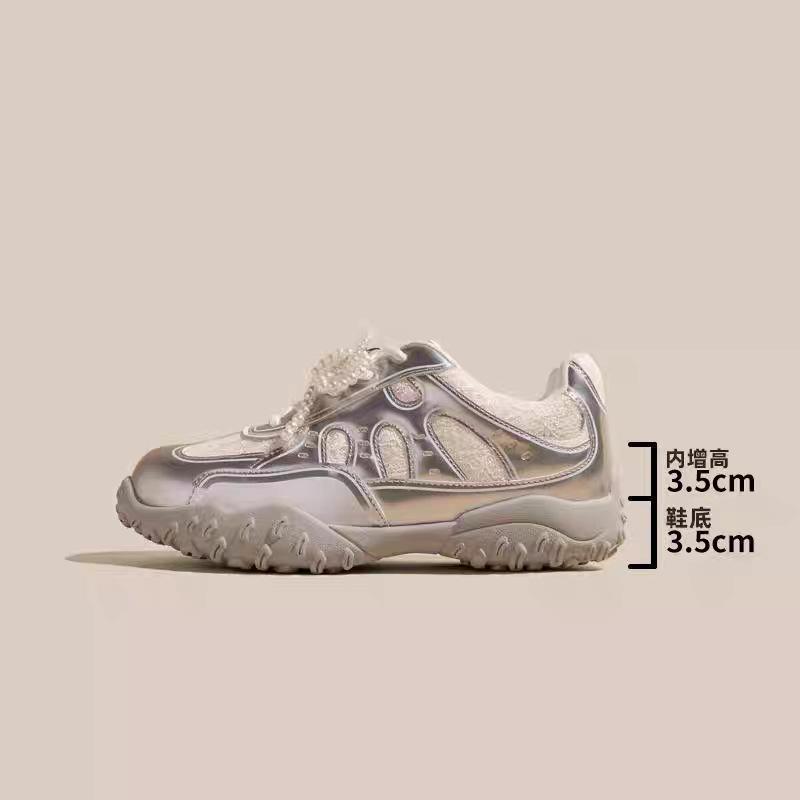 Thick-soled inner height increase ballet style mesh breathable moral training shoes women's shoes 2025 new spring and autumn Forrest Gump shoes little