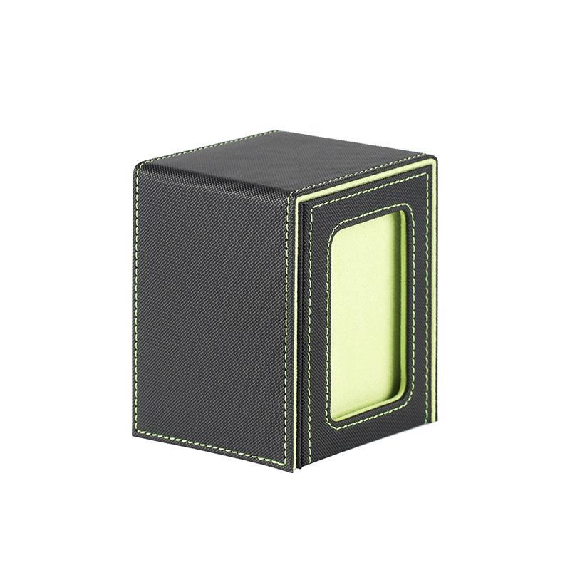 MTG Card Deck Box with Display Window, Trading Card Storage Box, Can Hold 120 + Single Sleeved Cards, Magnetic PU Leather Box