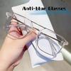 Luxus-Design Doppelbügel Blaulichtfilter Myopiebrille Vintage Quadratischer Rahmen Kurzsichtigkeitsbrille Fertige Kurzsichtigkeitsbrille