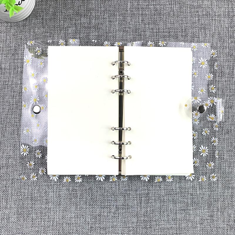 A7/A6 Cute Daisy Spiral Binder Notebook Agenda Cover with Storage Bag Kawaii Transparent School Diary Journal Planner Stationery