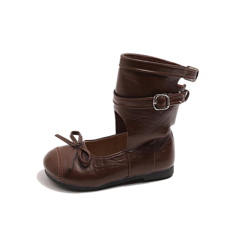 

Autumn New Children Casual Shoes for Girls Fashion Korean Style Soft Bottom Anti-slippery Versatile Princess Leather Shoes 23 кавовий