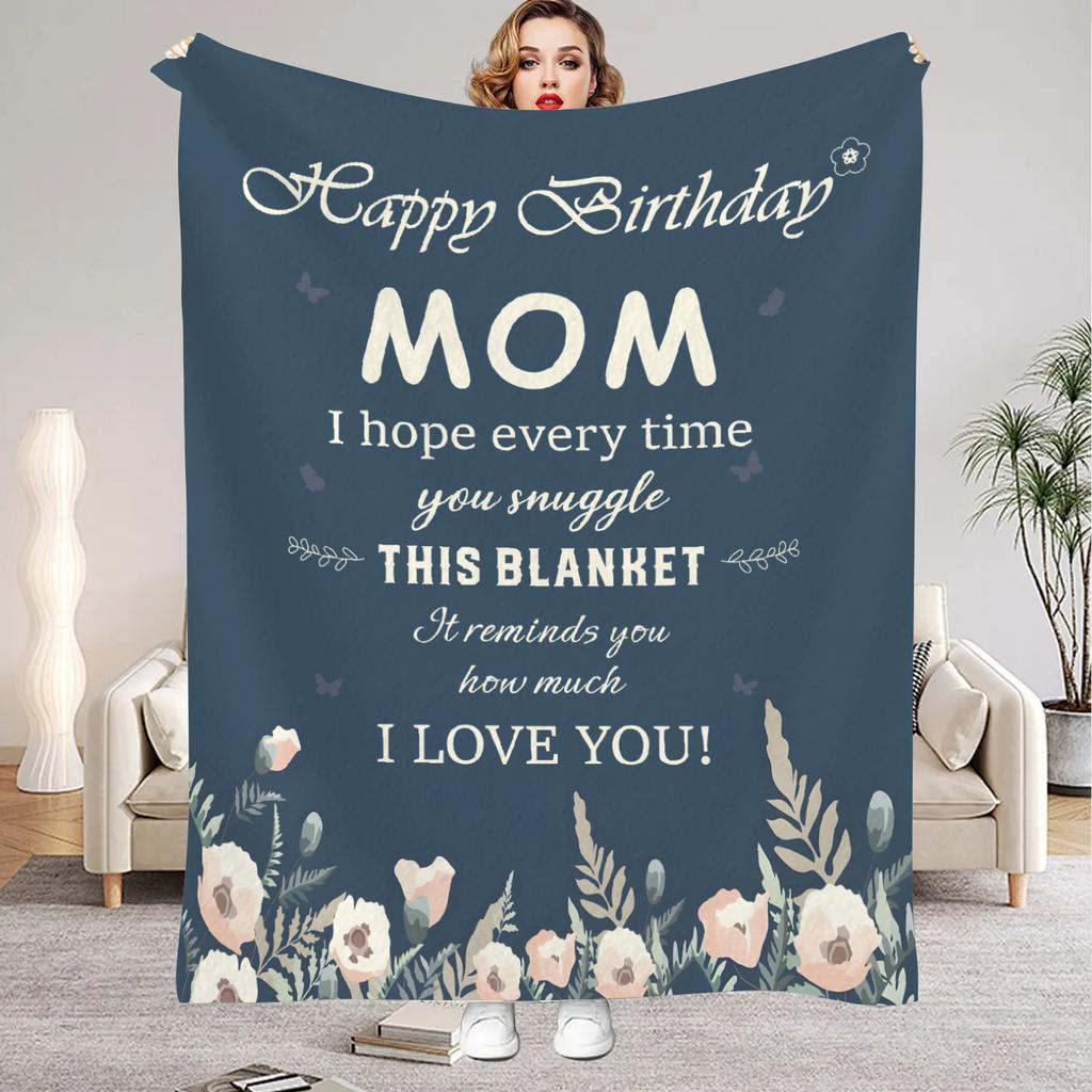 Blanket Mother's Letter to Daughter English Print Fluffy Flannel Blanket for Home Living Room Bedroom Decor New Year Gift