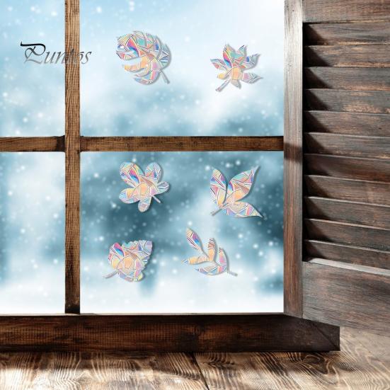Christmas Window Sticker Protects Birds Prevent Collisions Colorful Reflective Static Adhesion Elk Snowflake Pattern Rainbow Prism Home Decor Decals