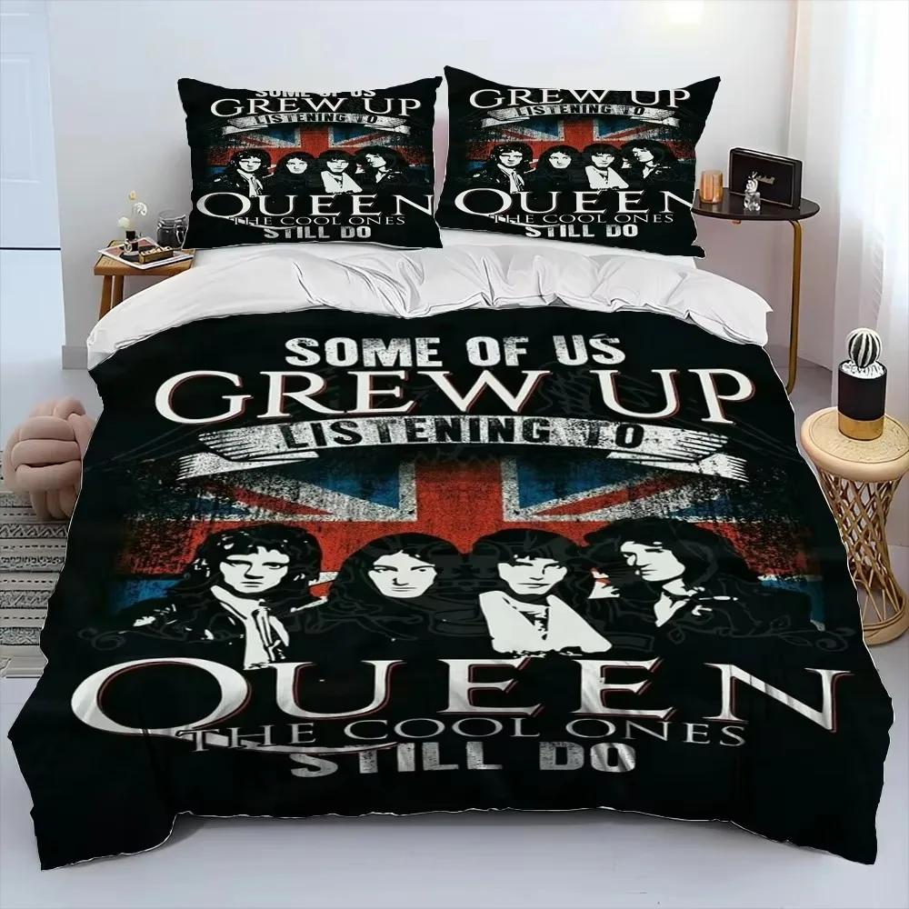 Mode Rockband Queen Sängkläder Set Utsökt Sängförsörjningsset Påslakan Sängöverkast Set Sängklädesset Lyxig Födelsedagspresent