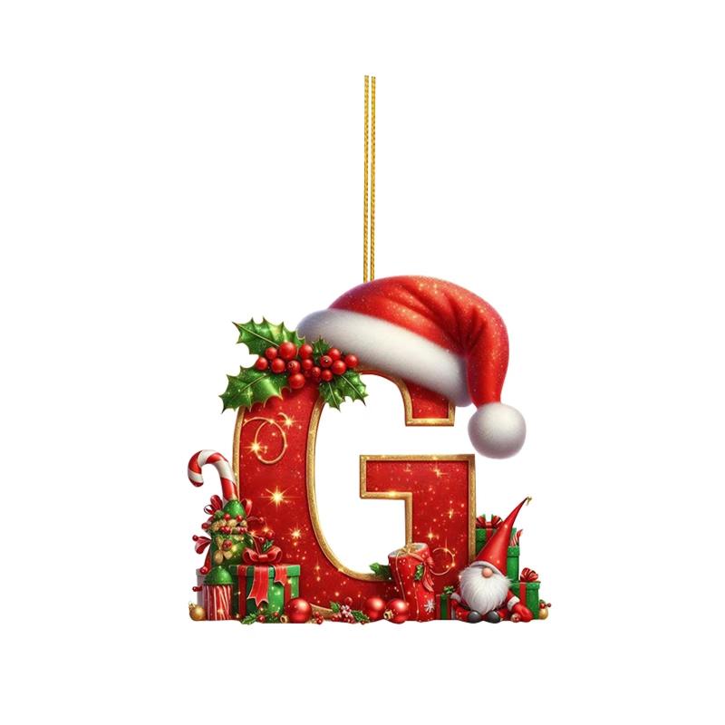Christmas 26 Letters Ornament Flat Hanging Pendant Personalized Holiday Festive Tree Decor Gift For Christmas Party Ornament