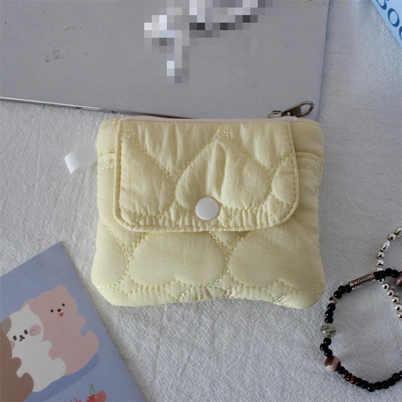 Cute Style Quilted Card Case  ID Case  Multi-function Flip Snap Storage Bag  Portable Coin Purse  Bluetooth Headset Bag