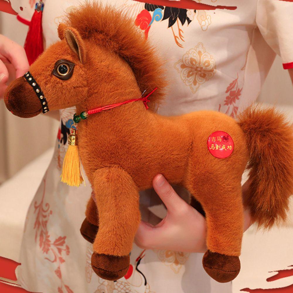 Myk Hale Stående Føll Plysjdukke Lang Manke Ponni Plysjleker Barnegave