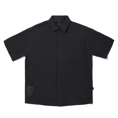 Li Ning X Jackie Chan Collaboration Kung Fu Series Sports Casual Honeysuckle Solid Color Loose Short Sleeve Shirt Men Shirts Black ASHV023-3