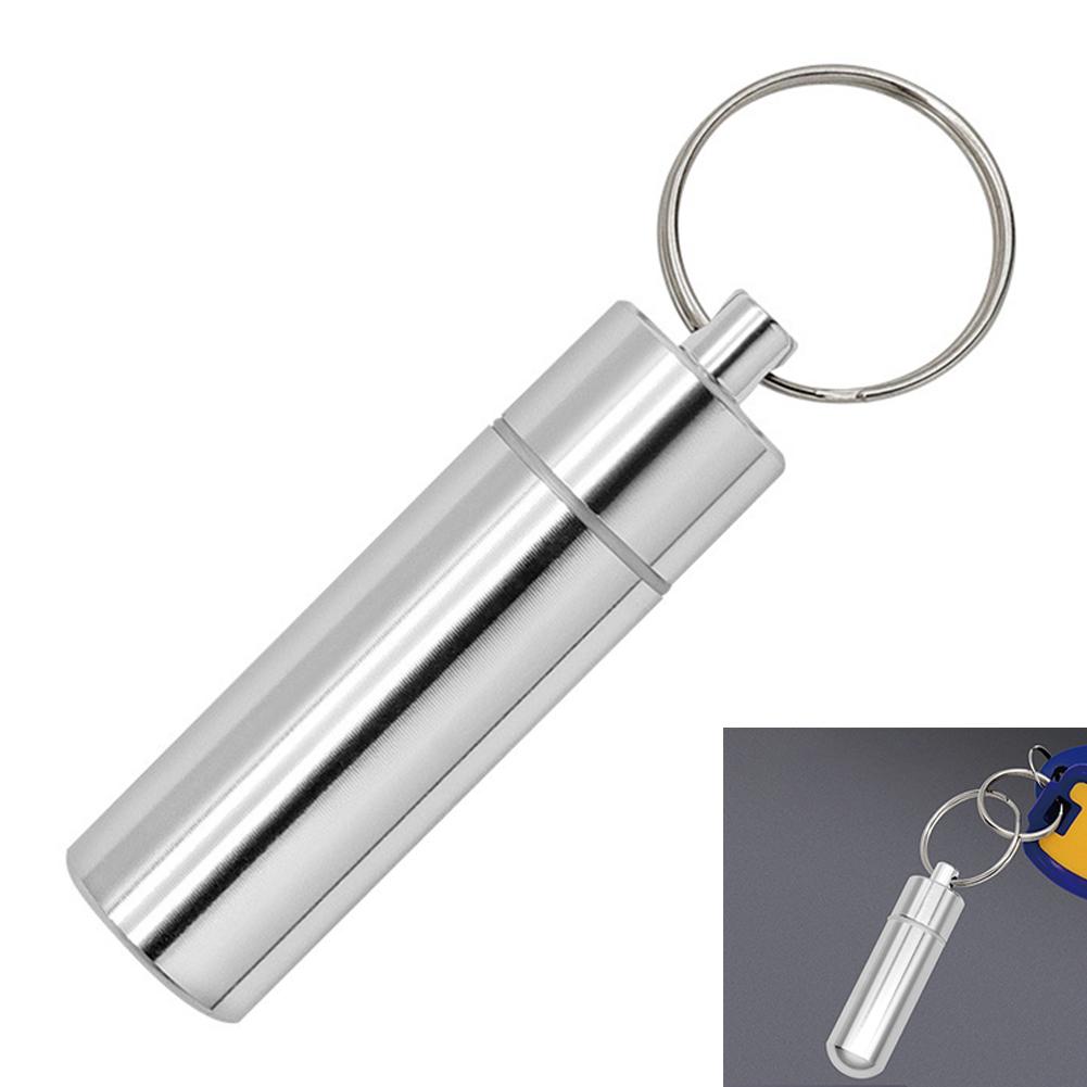 Keychain Capsule Box Portable Waterproof Elderly First Aid Pill Case Aluminum Alloy Health Care for Traveling Camping
