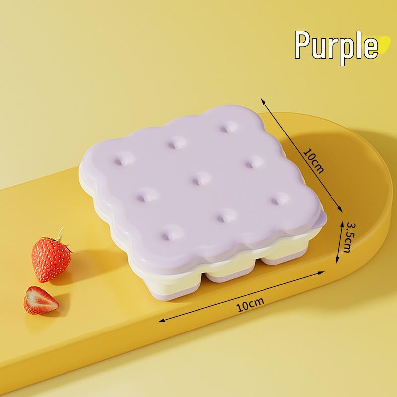 Summer Nine-Grid Easy Release Ice Cube Tray with Lid 10x10 фиолетовый