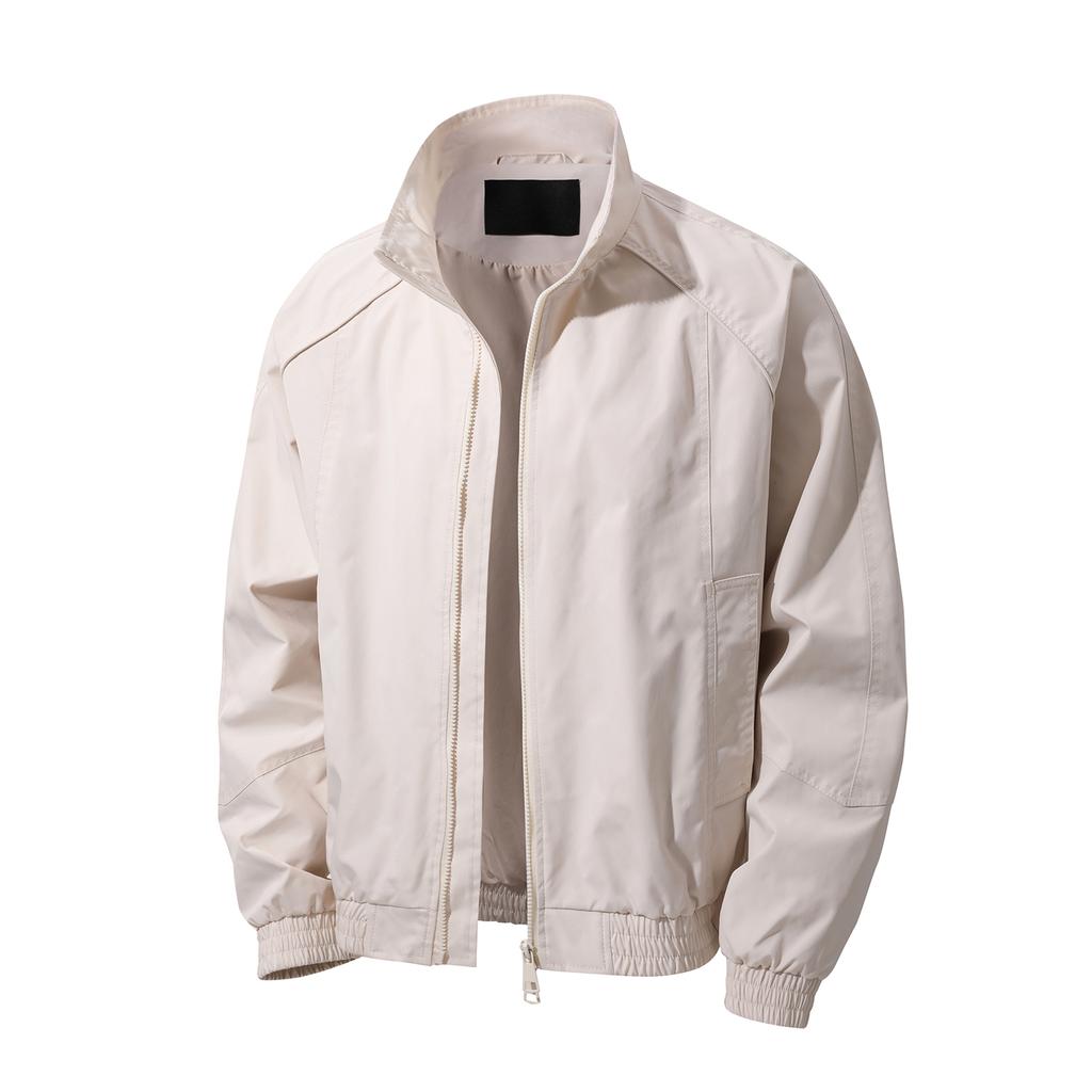 Men's Solid Color Stand Collar Waterproof Windbreaker Jacket American Style Outdoor Sports Climbing Streetwear Coat